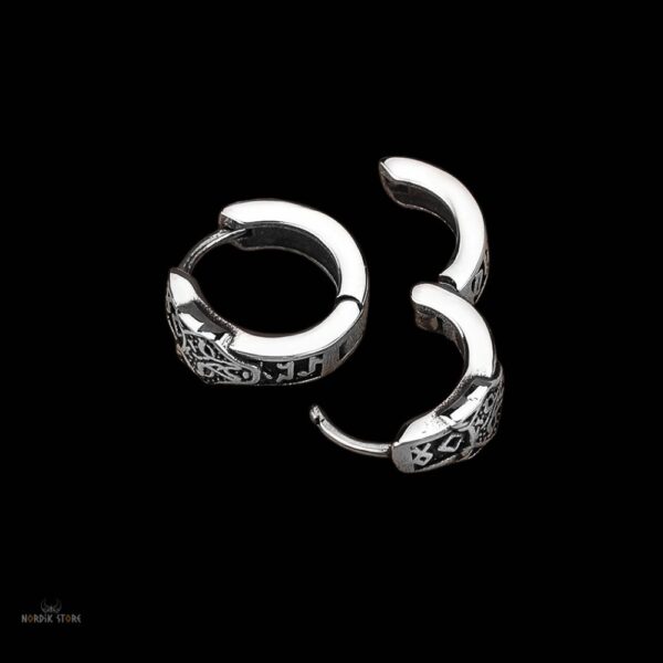 boucles d’oreilles viking loup Fenrir en acier, cadeau homme