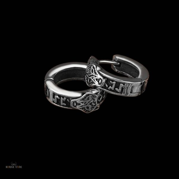 boucles d’oreilles viking loup Fenrir en acier, cadeau homme et femme