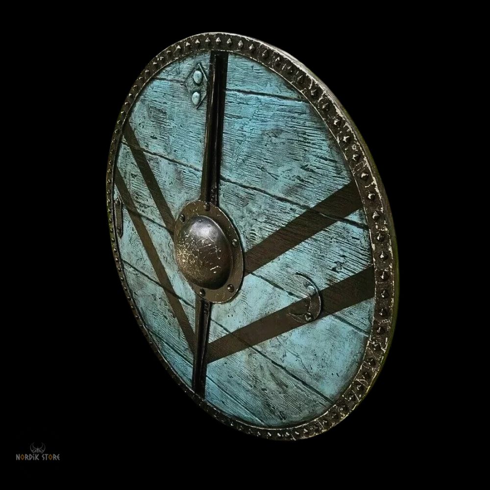 bouclier viking des skjaldmös en acier et bois, cadeau maison décoration