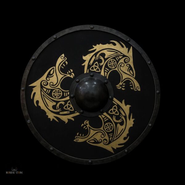 bouclier viking hurlement du loup Fenrir, cadeau de décoration de maison pour homme