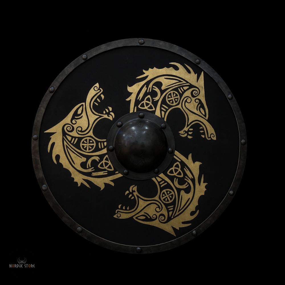 bouclier viking hurlement du loup Fenrir, cadeau de décoration de maison pour homme