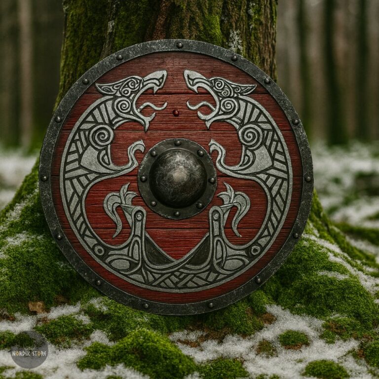 bouclier viking sang du drakkar, cadeau décoration