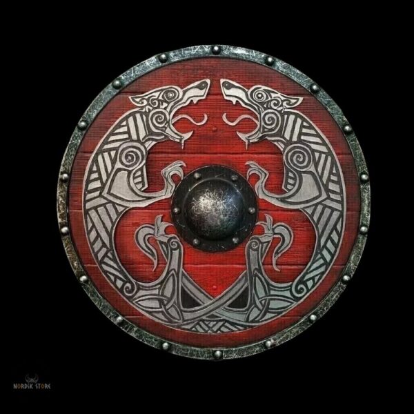 bouclier viking sang du drakkar, cadeau décoration maison pour homme