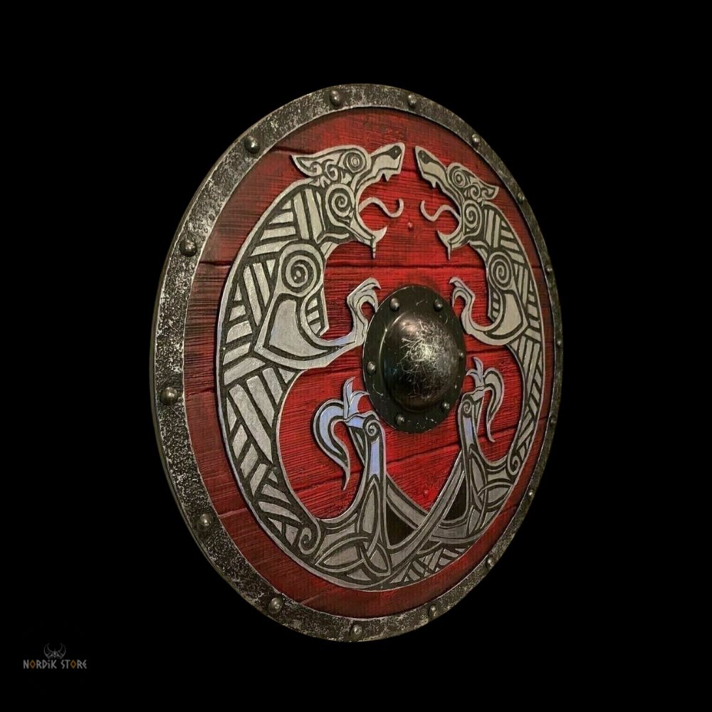 bouclier viking sang du drakkar, cadeau décoration maison