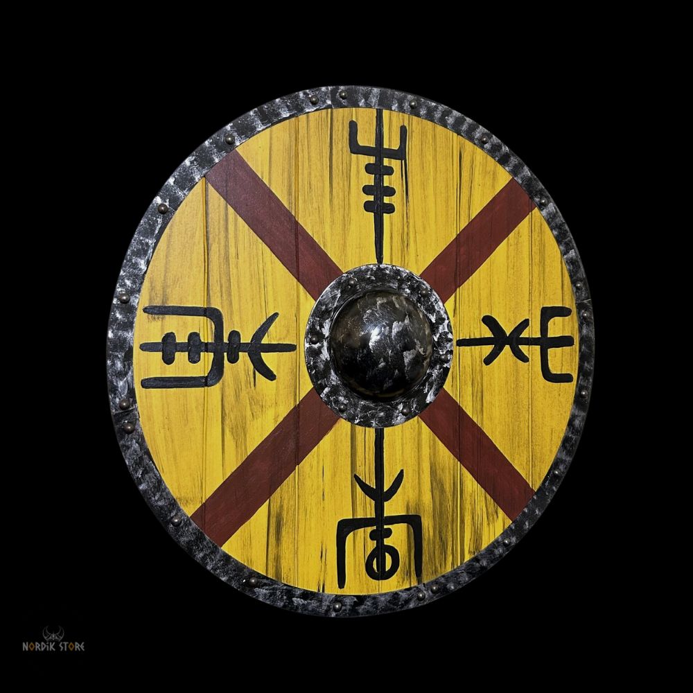 bouclier viking Soleil d’Odin et Vegvisir, cadeau