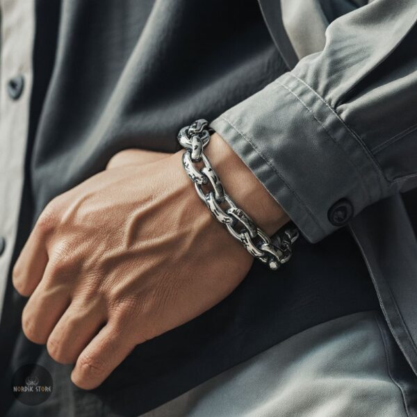Bracelet viking alliance d'Odin en acier argent, cadeau homme