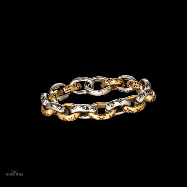 Bracelet viking alliance d'Odin en acier argent et or, cadeau