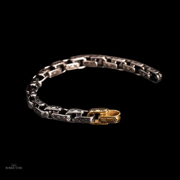 bracelet viking chaîne Gleipnir d’Or en acier, cadeau homme et ados