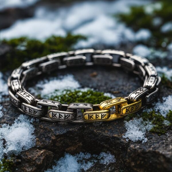 bracelet viking Gleipnir d’Or en acier, cadeau