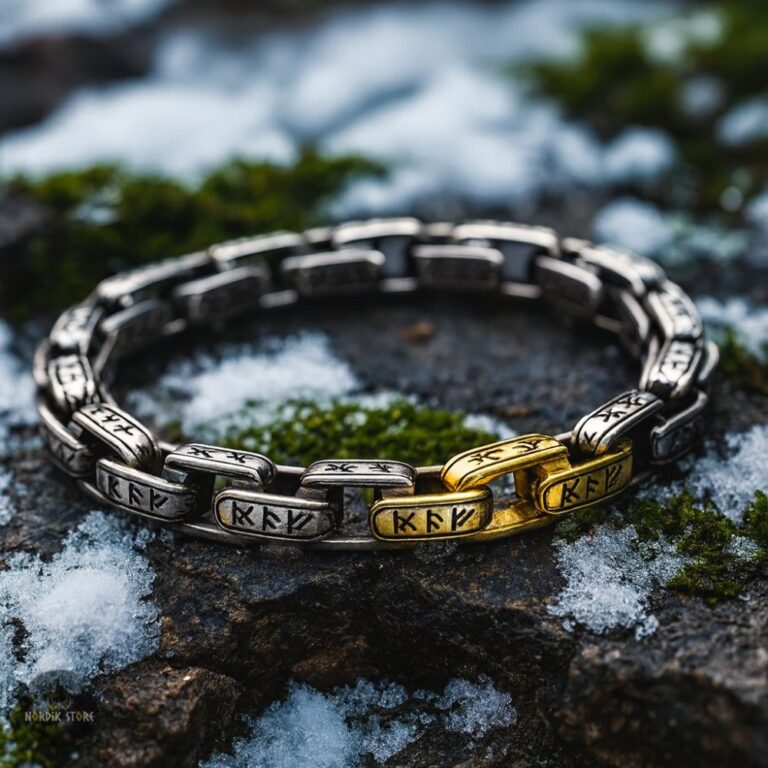 bracelet viking Gleipnir d’Or en acier, cadeau