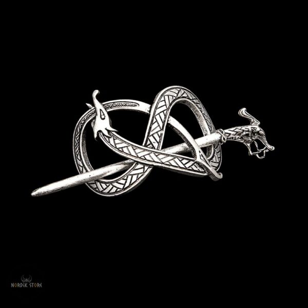 Broche à cheveux fibule viking Étreinte du Serpent, cadeau femme et ados