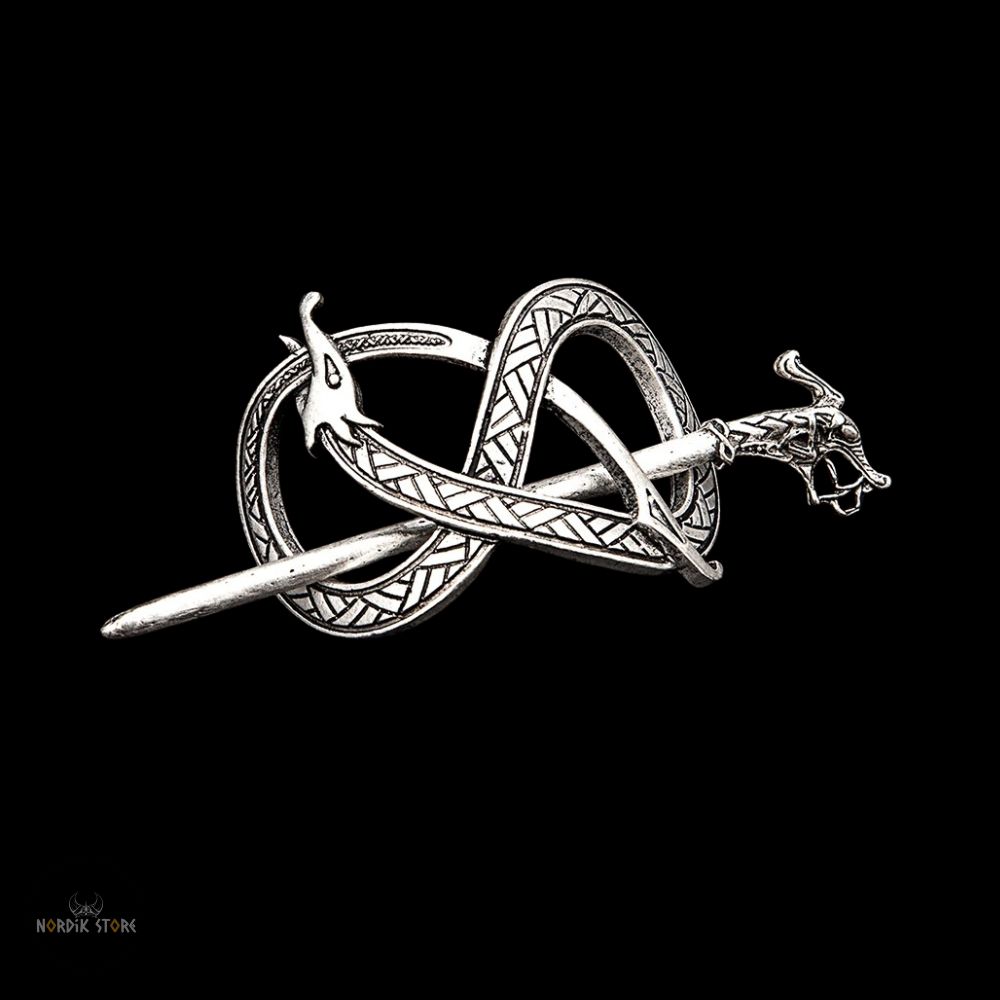 Broche à cheveux fibule viking Étreinte du Serpent, cadeau femme et ados
