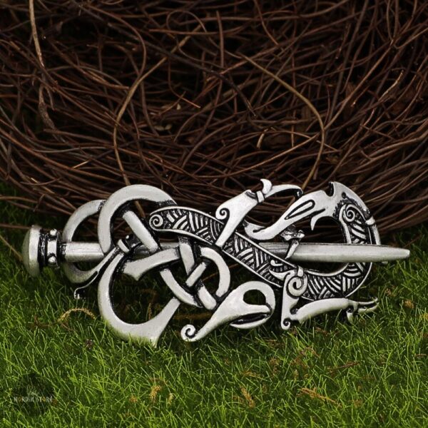 Broche à cheveux, fibule viking Serpent de Midgard, cadeau