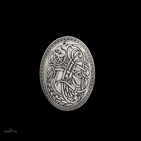broche viking Gardienne du Destin en laiton argent, cadeau femme