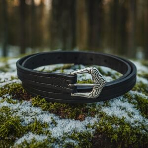 ceinture viking Floki en cuir et zinc argent, cadeau homme