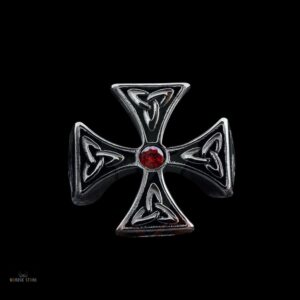 chevalière viking Harald à la Dent bleue et triquetra en acier, cadeau homme