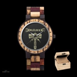 montre viking Mjölnir Foudre du Nord bois multicolore avec coffret