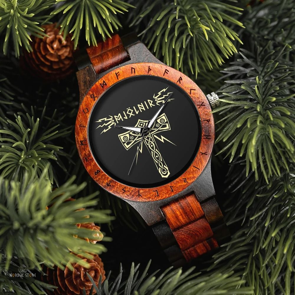 montre viking Mjölnir Foudre du Nord marron chocolat, cadeau