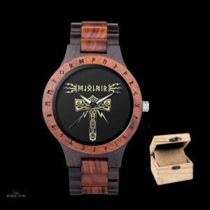 montre viking Mjölnir Foudre du Nord marron chocolat avec coffret