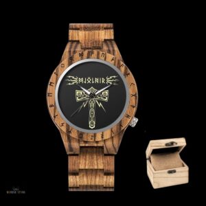 montre viking Mjölnir Foudre du Nord marron avec coffret