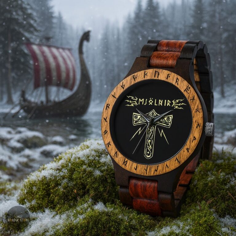 montre viking Mjölnir Foudre du Nord marron chocolat, cadeau