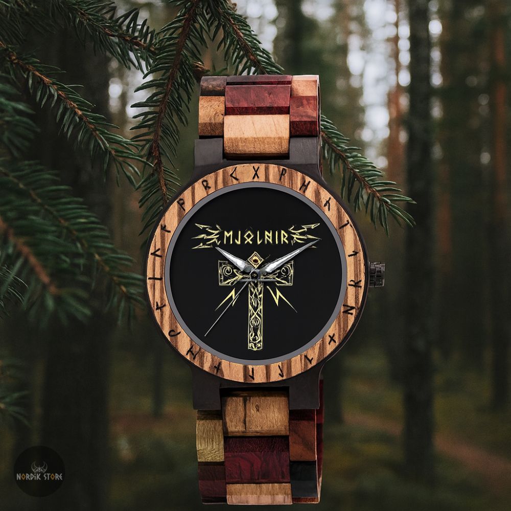 montre viking Mjölnir de thor, Foudre du Nord multicolore, cadeau