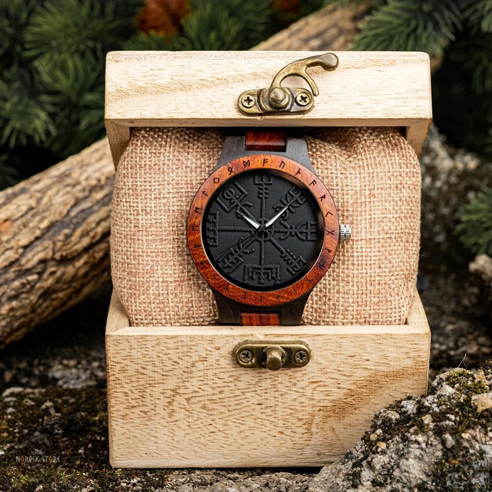 montre viking Vegvísir du Nord, cadeau homme avec coffret