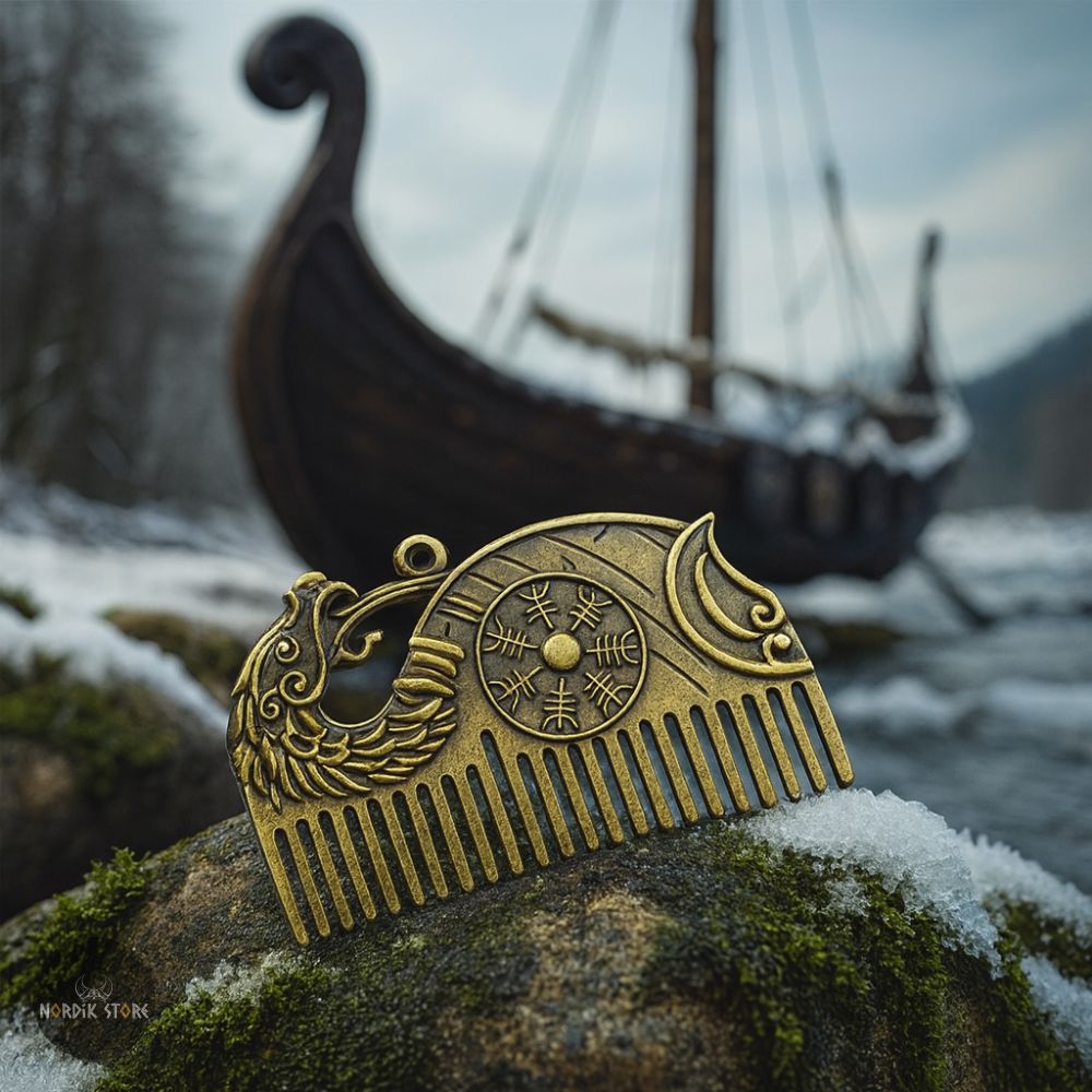 peigne à barbe viking Drakkar Sacré, cadeau homme