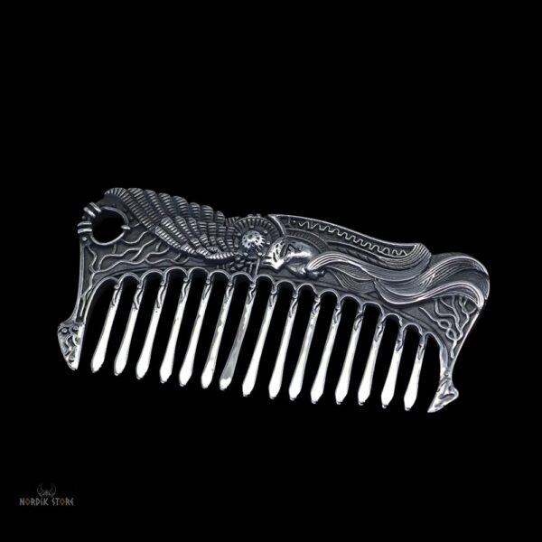 peigne viking Valkyrie d’Argent, cadeau homme
