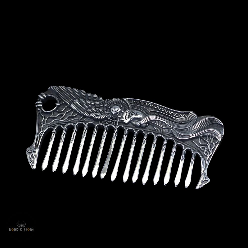 peigne viking Valkyrie d’Argent, cadeau homme