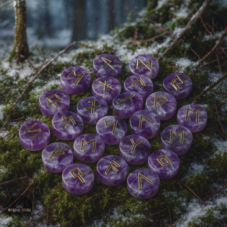 runes vikings Runda en améthyste, cadeau