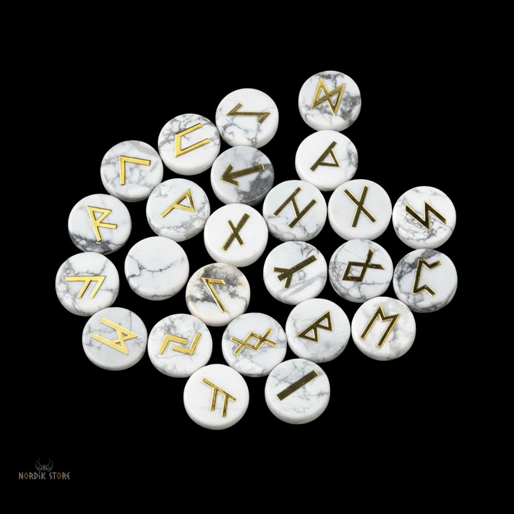 Runes vikings Runda Howlite, cadeau de divination pour homme et femme