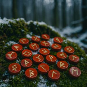 runes viking Runda jaspe rouge, cadeau
