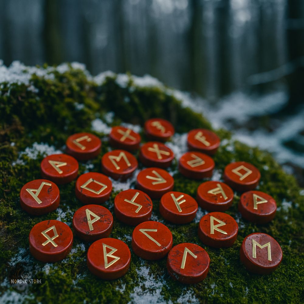 runes viking Runda jaspe rouge, cadeau