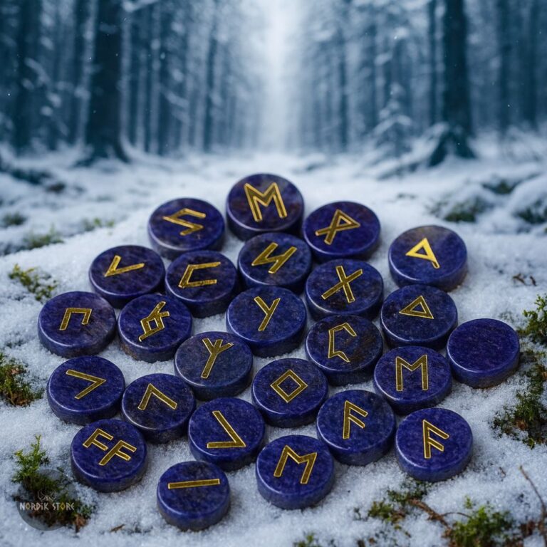 runes vikings en lapis-lazuli, cadeau