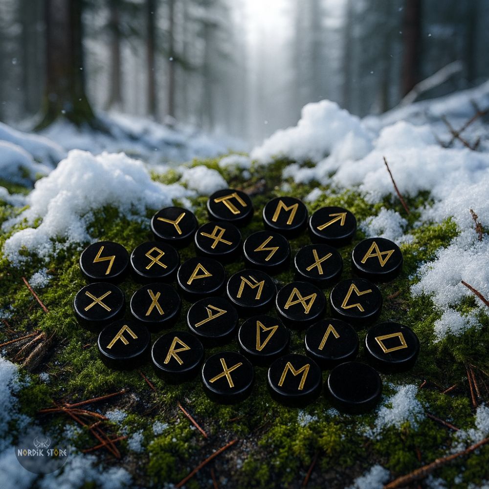 Runes vikings Runda obsidienne, cadeau