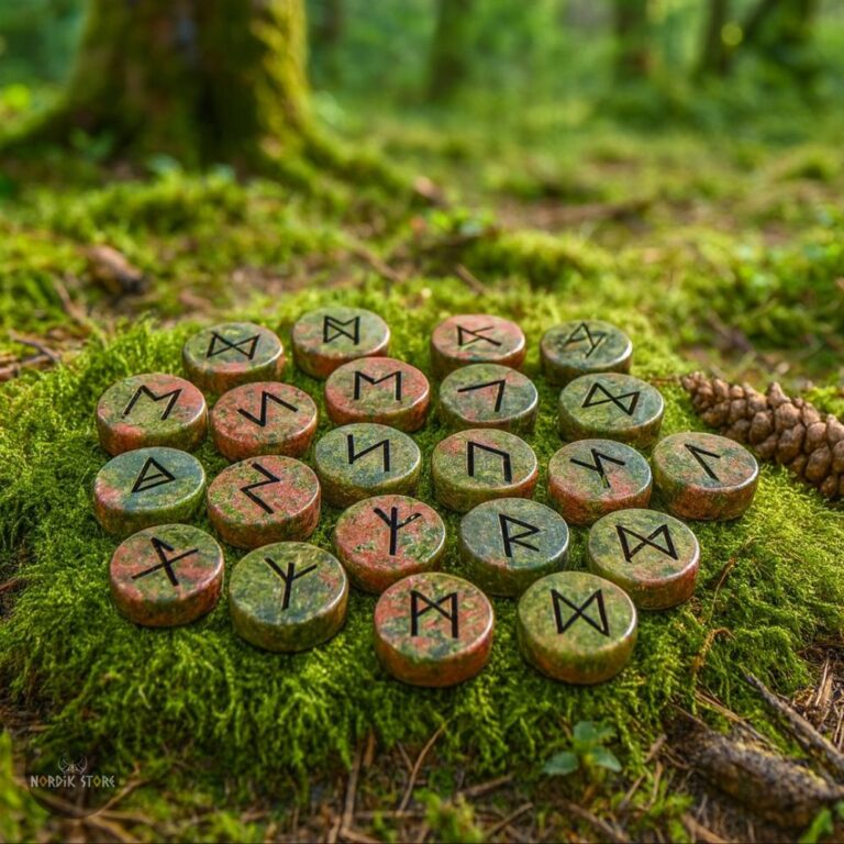 runes vikings Runda Unakite, cadeau
