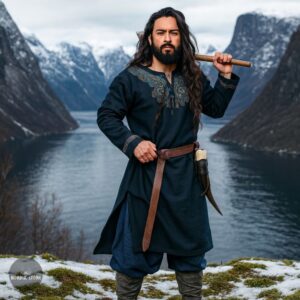 tunique viking avec broderie Bjorn en coton, cadeau homme