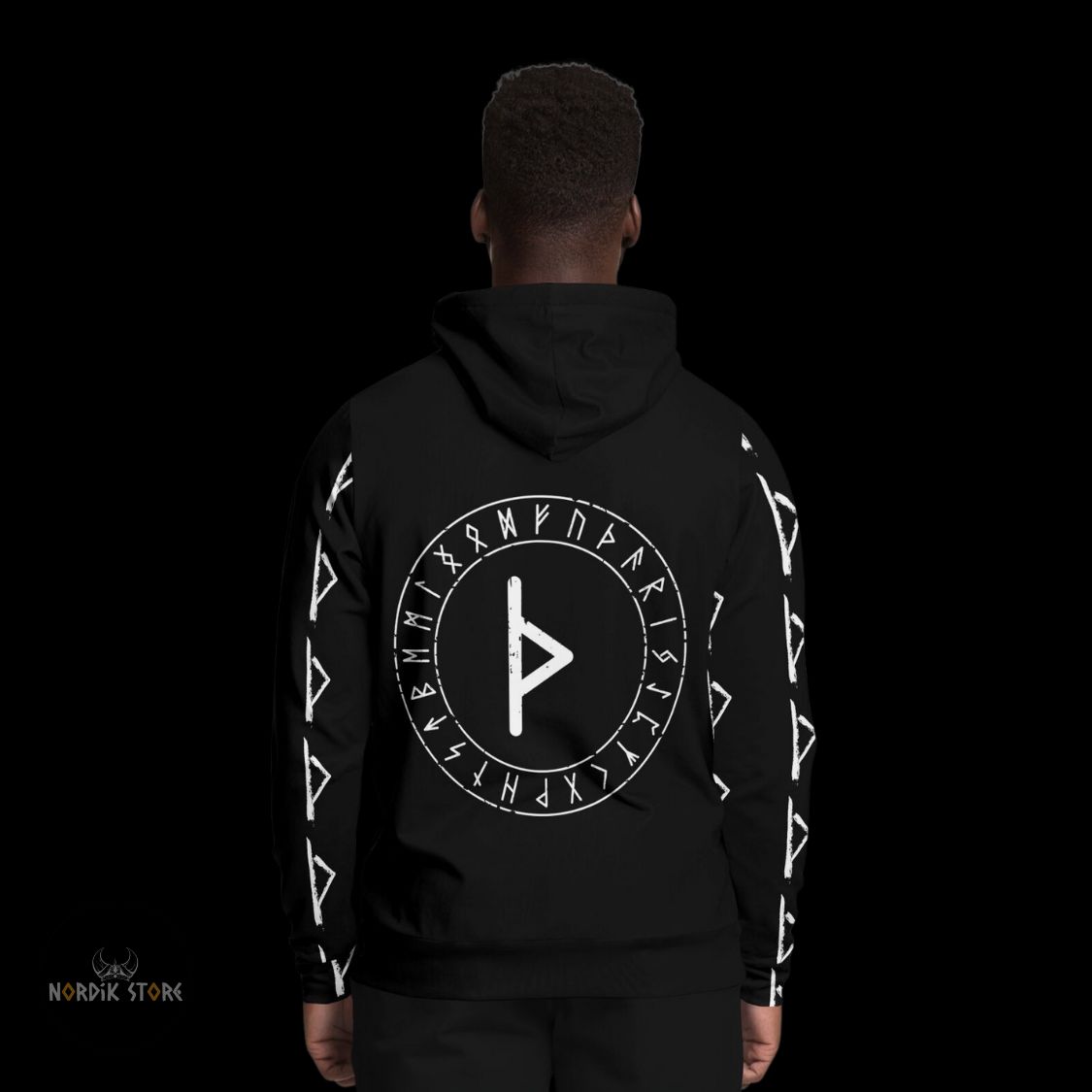 Dos du hoodie viking Thurisaz – Bouclier du Nord, cadeau homme et ados