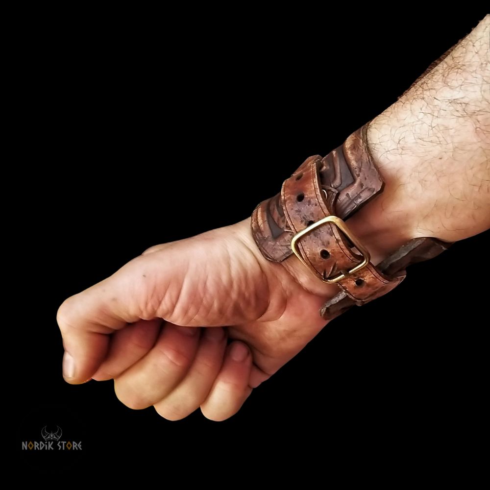 bracelet cuir noeud celtique avec boucles, cadeau