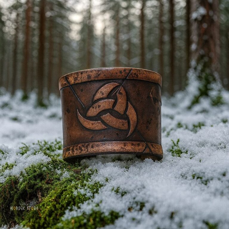 bracelet viking cuir corne d'Odin, cadeau
