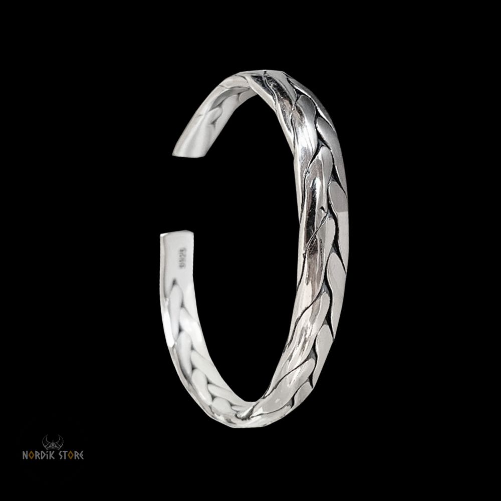 bracelet viking Éclat d’Asgard en argent, cadeau homme et femme