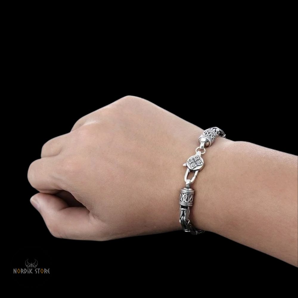 bracelet viking Tresse d’Argent, cadeau homme et femme