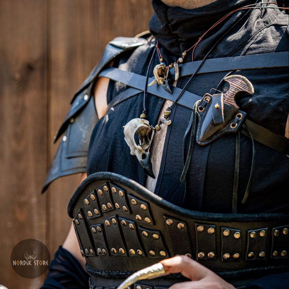 collier viking os de crâne corbeau, cadeau homme pour cosplay