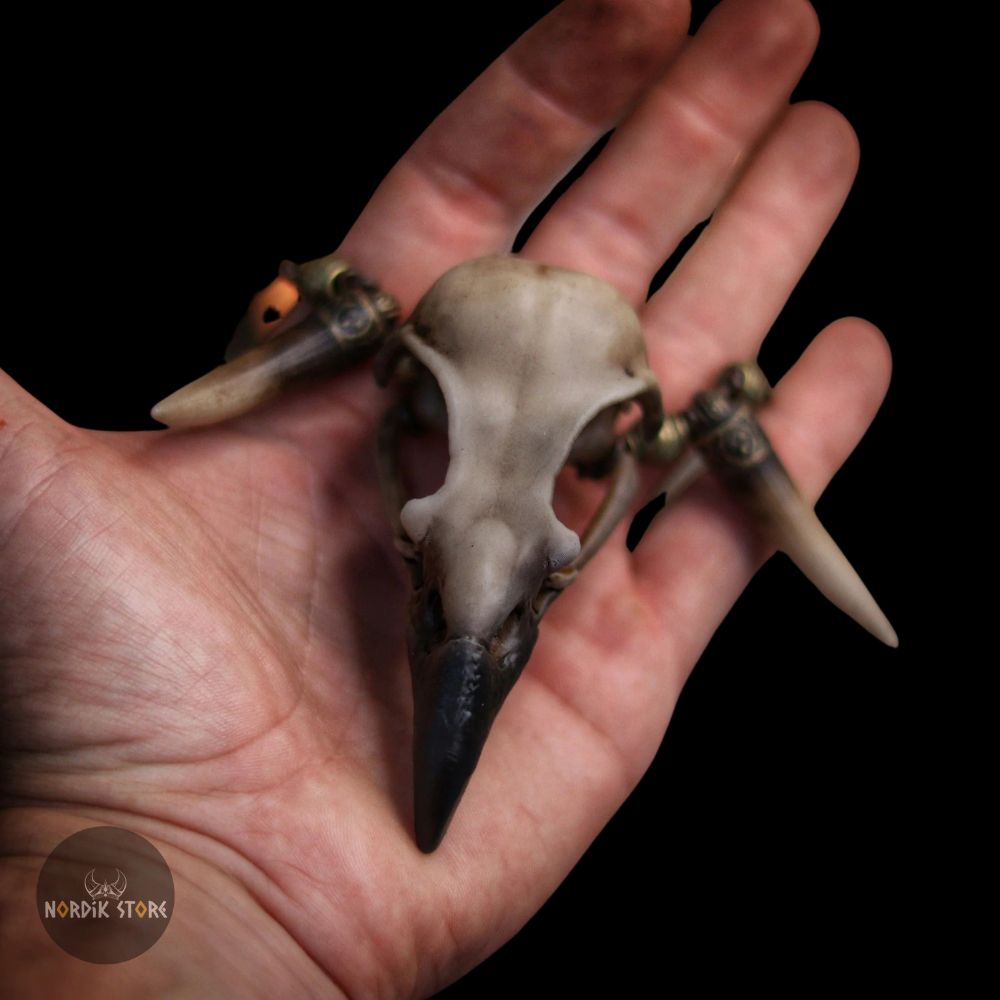 collier viking os de crâne corbeau, cadeau
