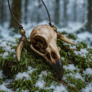 collier viking os de crâne corbeau, cosplay