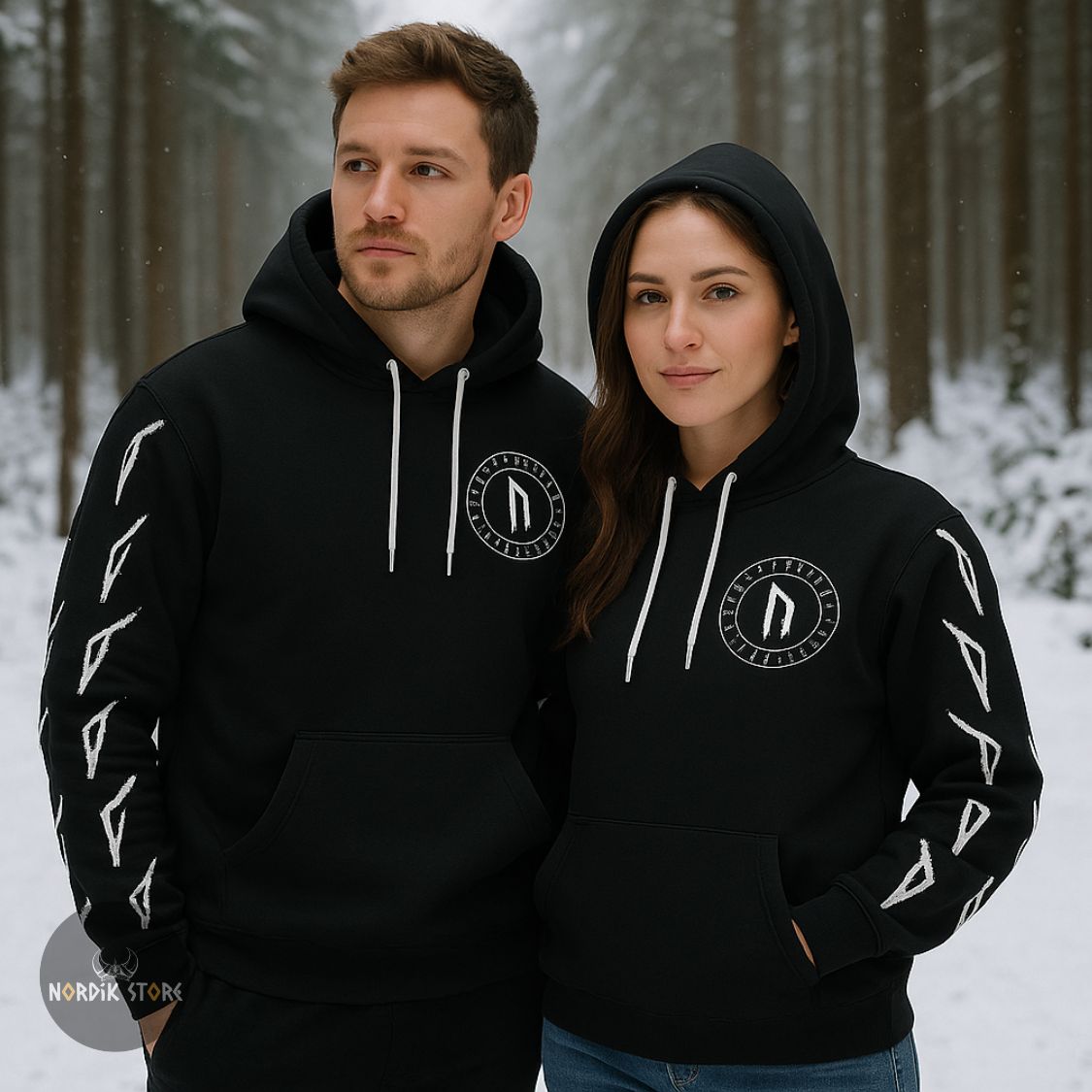 hoodie viking Rune de Vitalité, cadeau couple