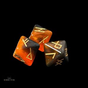 Jeu de 3 dés runes vikings divinatoires marron, cadeaux de divination