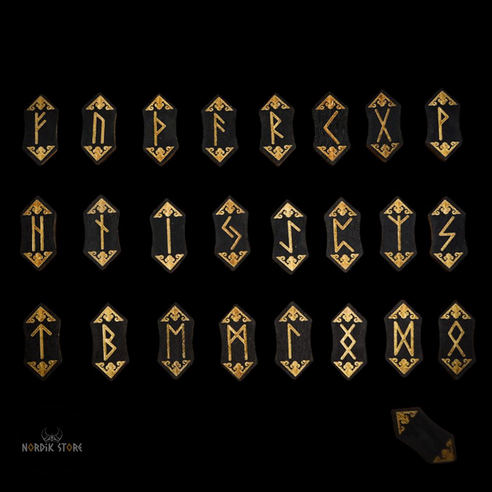 Runes viking en bois, cadeau de divination