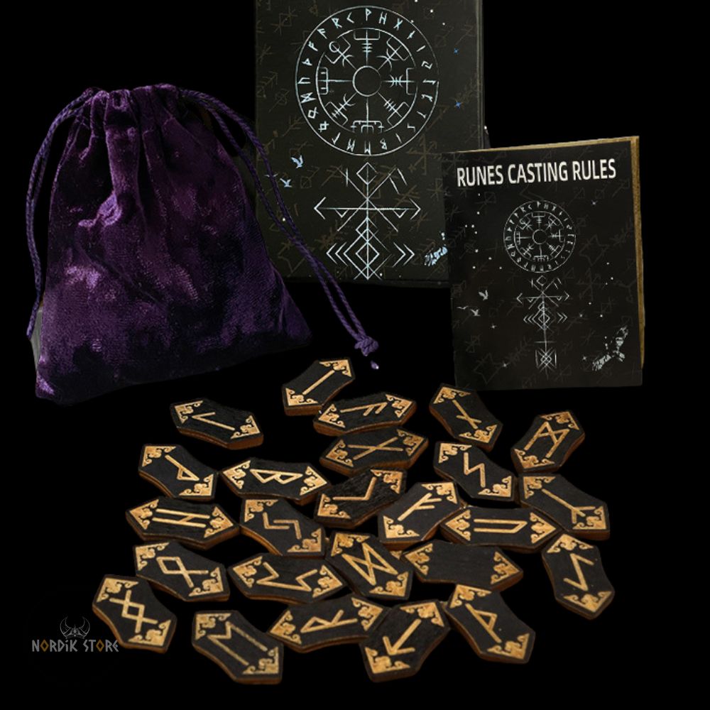 Runes viking en bois, cadeau de tirage